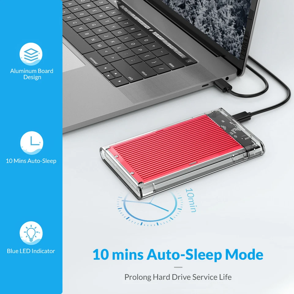 ORICO 2.5 Inch USB 3.0 External SATA lll HDD SSD Hard Drive Enclosure Caddy Case - Image 3 of 4