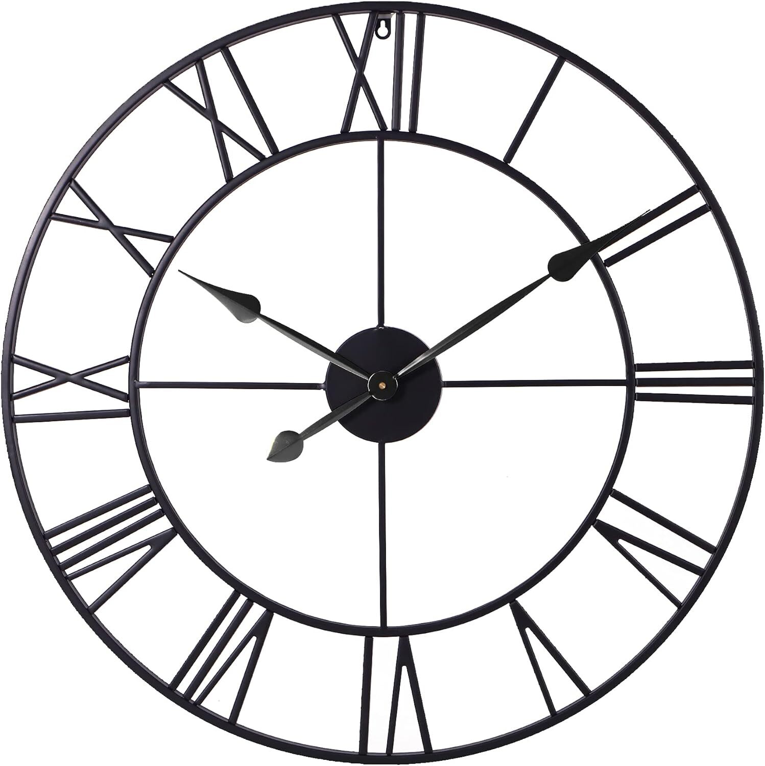 For Living Room Decor,black Metal Roman Numeral Wall Clock