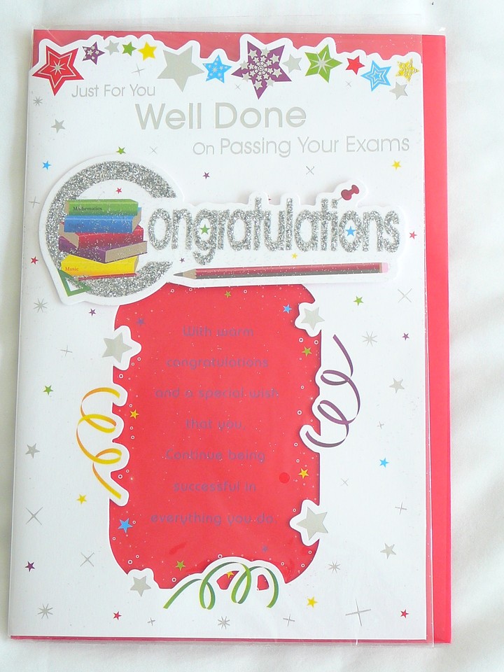 CONGRATULATIONS ON YOUR EXAM RESULTS CARD WELL DONE PASSED STUDY GCSE A ...