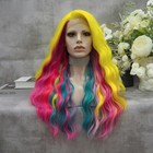 Colorful Synthetic Lace Front Wig Water Wave Multicolor Lace Wigs For Cosplay