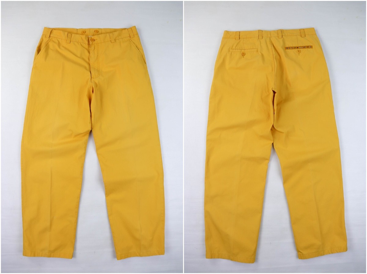 90s Vintage Paul & Shark Yachting Yellow Cotton Chino Pants Size