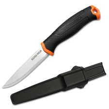 Outdoormesser Feststehende Klinge 10,5cm Edelstahl Scheide orange