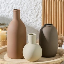 Vasi in Ceramica Set di 3, Moderni Neutri Rustici Casale Arredamento Casa Ceramica Pa...