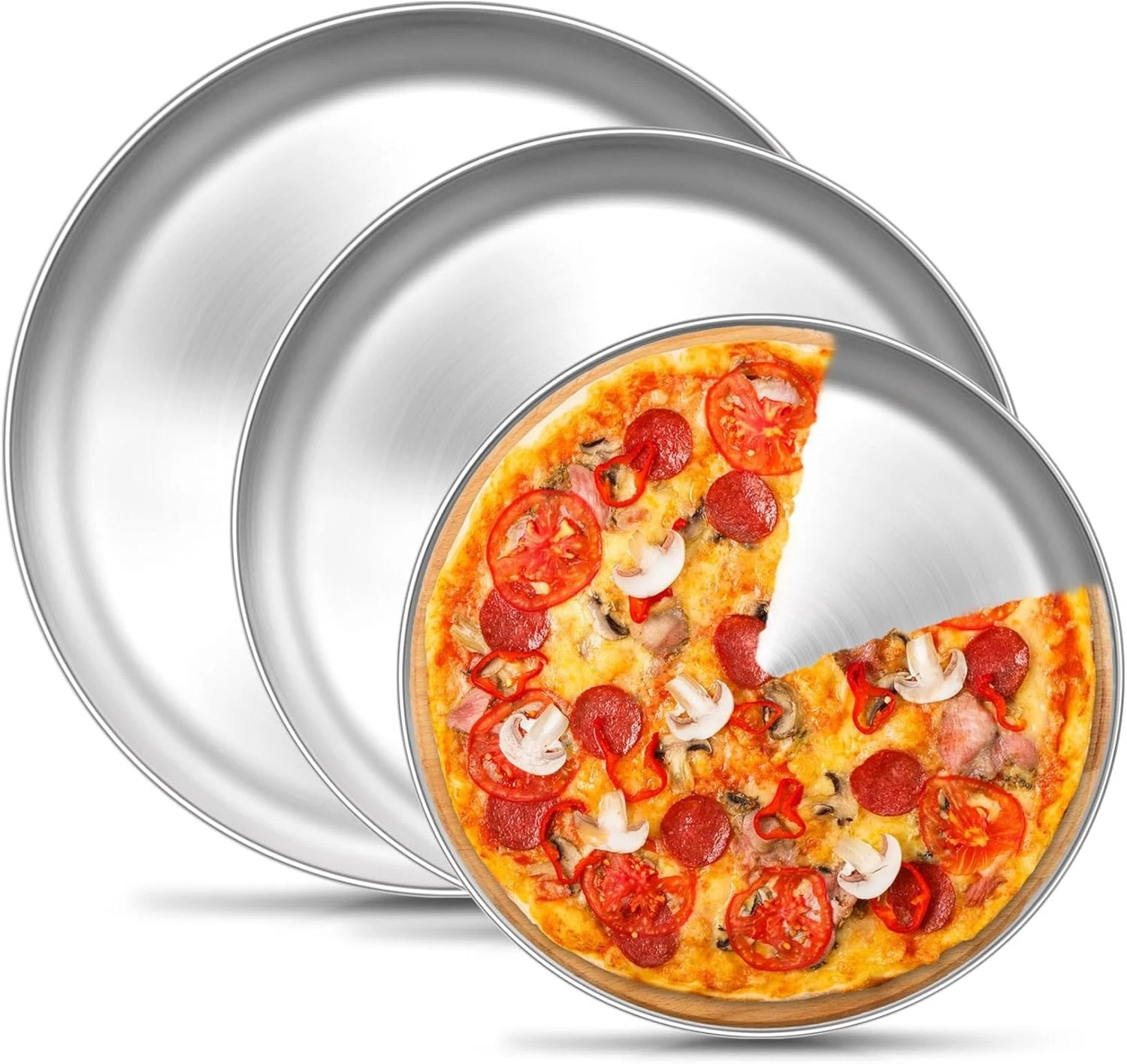 Pizza Pan 9 Inch 10 Inch 12 Inch Stainless Steel Pizza Pans Set 3 Sizes Round