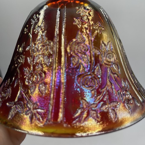 Vintage Cabbage Rose Indian Glass Covered Candy Dish 1970'sFooted Trinket Dish - Picture 10 of 12