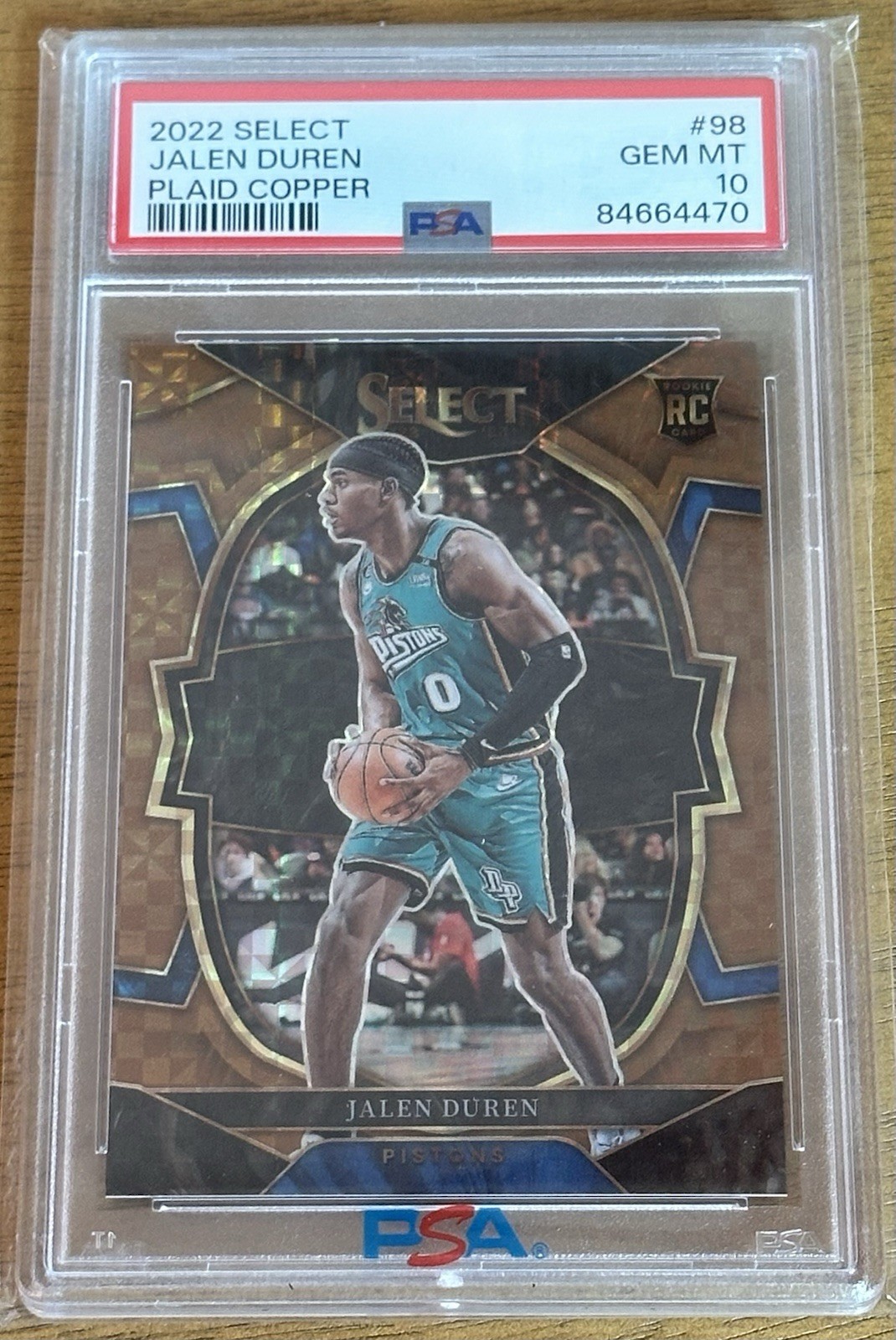 2022-23 Panini Select Jalen Duren #98 Copper Plaid Concourse Prizm /49 PSA 10 SP