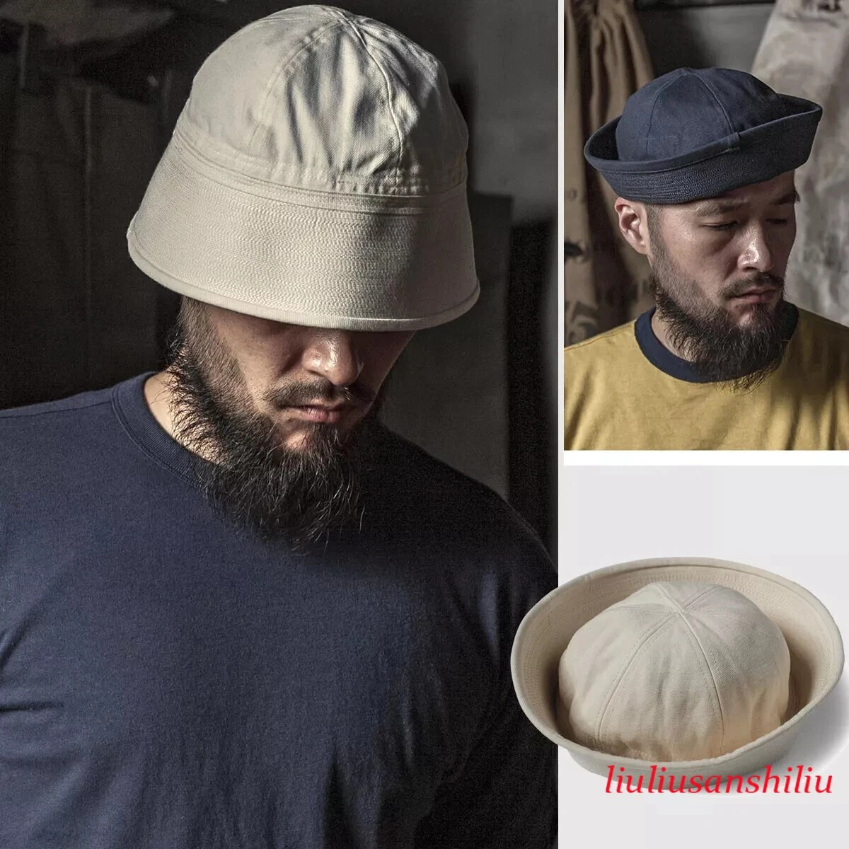 Bronson Navy Dixie Cup Hat Vintage Sailor's Bucket Cap Men's Fishing Hat Travel