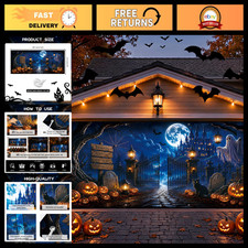 Halloween Garage Door Cover 7x16 Ft - Spooky Garage Decorations for Halloween