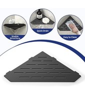 Corner Shower Shelf 10", Matte Black 304 Stainless Steel Pentagonal, Heavy Duty