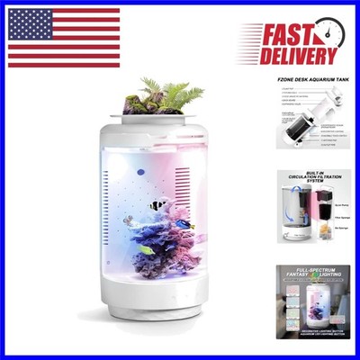 All-in-One 1.2 Gal Desktop Aquarium with Quiet Filtration & Detachable Backdrop