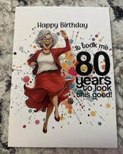 Funny 80th Birthday 80 Years WITH TRACKING 4.6  x6.6  Blank Inside Greeting Card