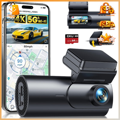 Dashcam 4K Vorne Hinten Mini Kamera 1,5 Zoll 170° Weitwinkel mit GPS 64GB