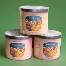 Bath & Body works Acorn Lane 3-wick candles ×3 Lot 😍!!