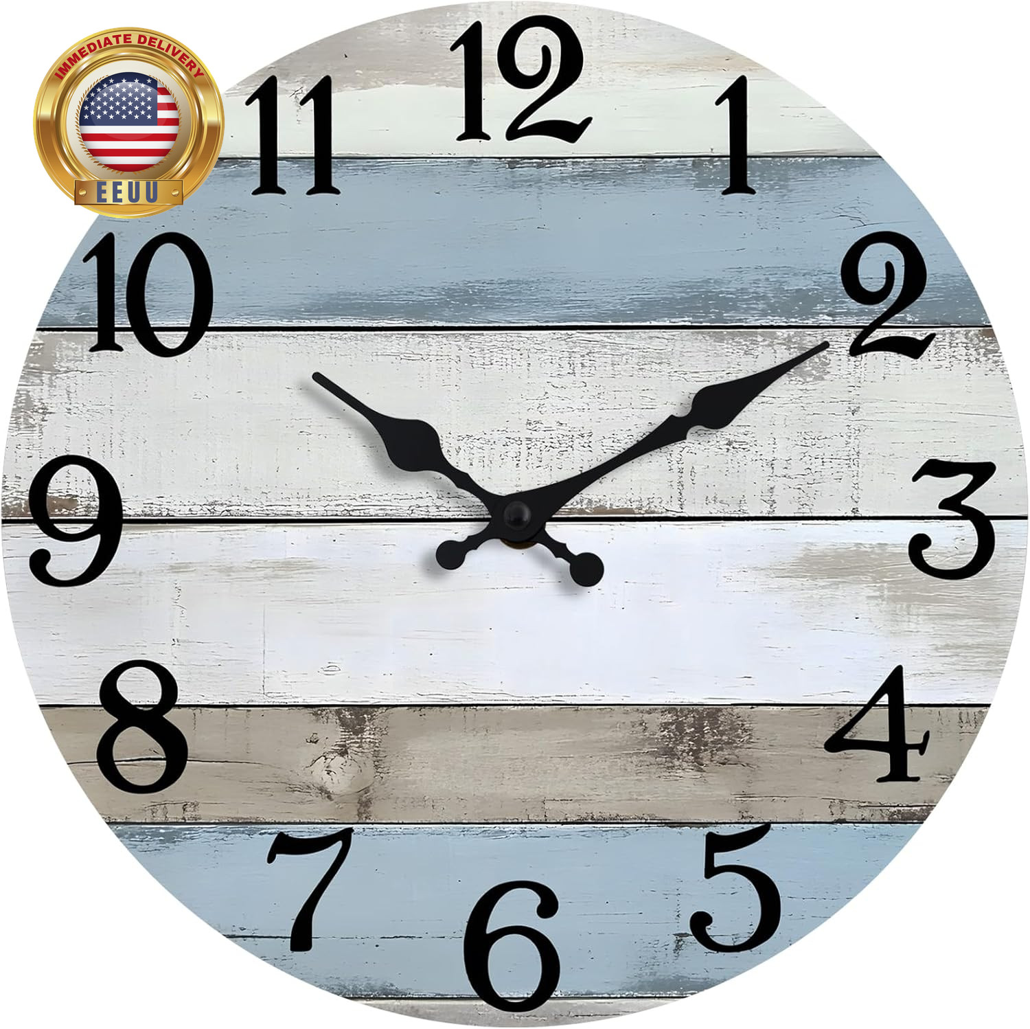 6 Inch Wooden Wall Clocks Battery Operated, Silent Wall Clock Non Ticking, Coast