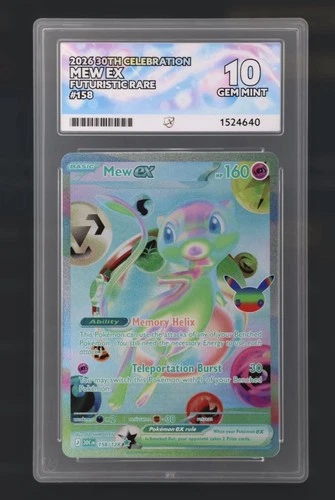 Pokémon TCG Mew Ex 158/128 30th Anniversary Futuristic Rare Ace 10