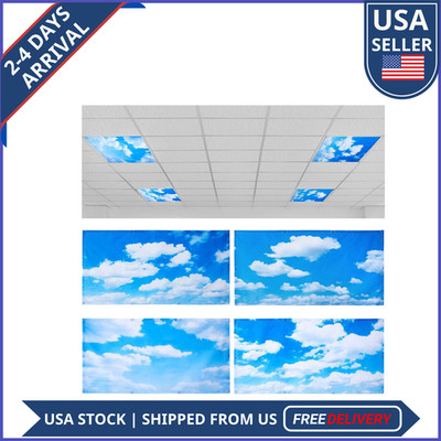 Hortsun 4 Pack Fluorescent Light Covers 4x2 FT Magnetic Ceiling Light Diffusers