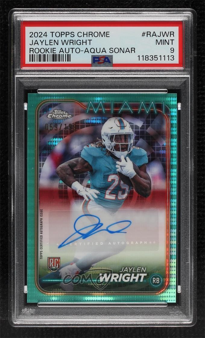 2024 Topps Chrome Rookie Aqua Sonar Refractor 59/199 Jaylen Wright Auto RC 8d2