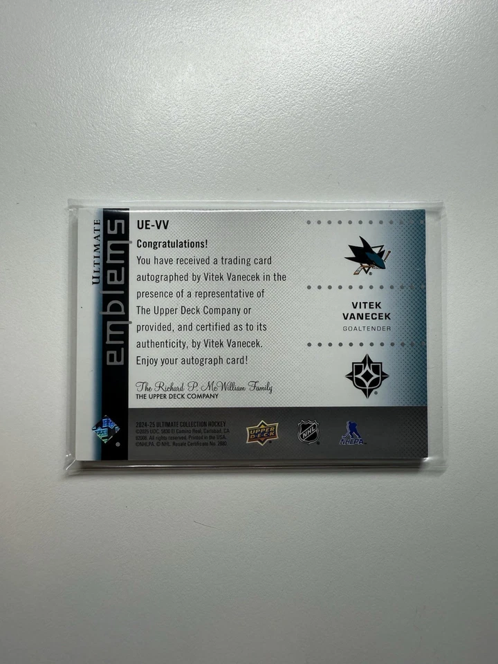 VITEK VANECEK 2024-25 ULTIMATE COLLECTION ROOKIE EMBLEMS AUTO - Image 2 of 2
