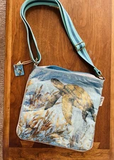 Paul Brent Designer Sun n Sand Green Sea Turtle Shoulder Tote Bag - Clean Inside