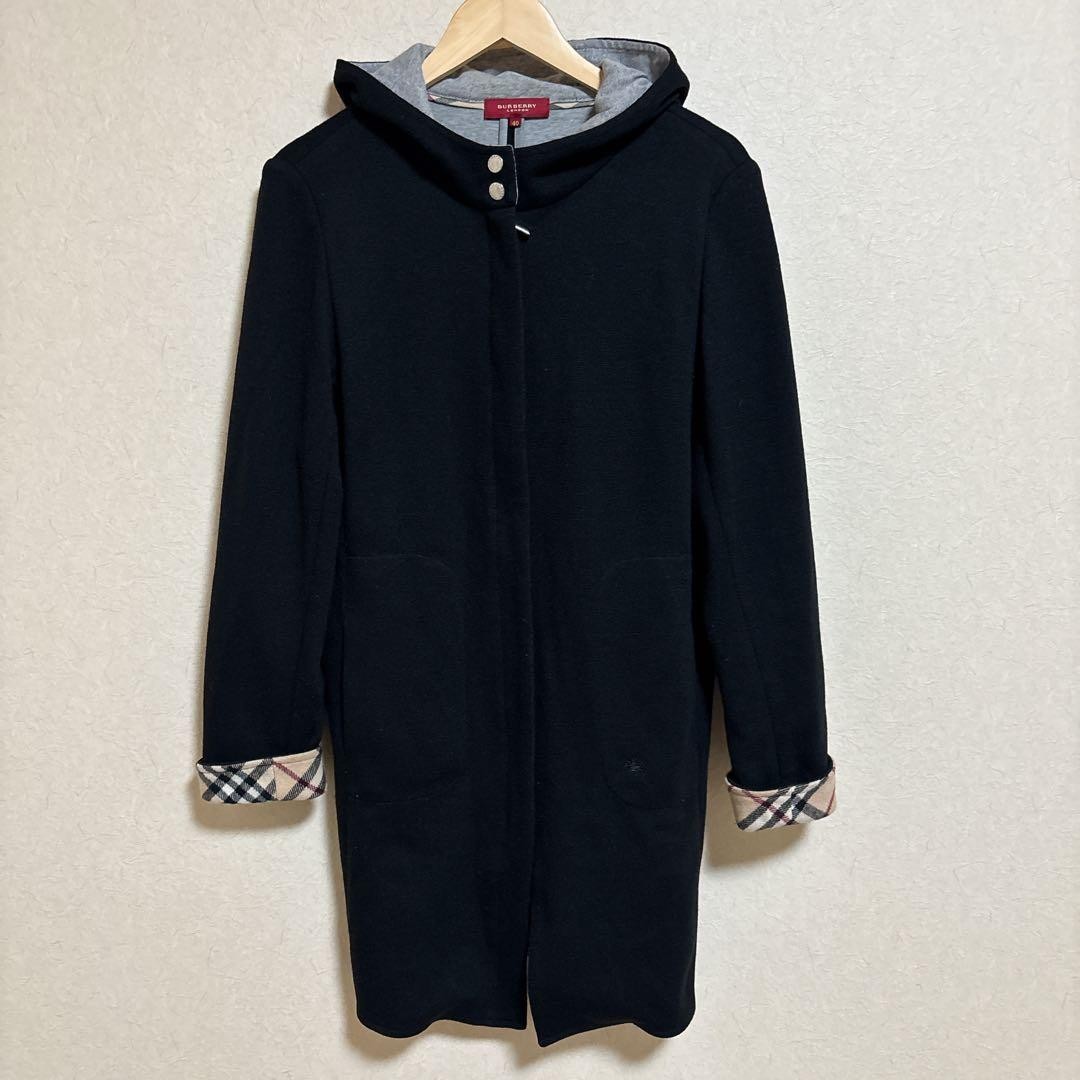 Burberry London Hooded Knit Coat Outerwear Check Pattern Size 40 For Women thumbnail 22