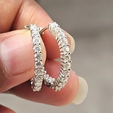 2 Ct Round Cut White Moissanite Women's Hoop Earring 14K White Gold Plated