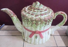 Vintage Ceramic Asparagus Teapot w/ Lid by Seymour Mann Handpainted Collectible