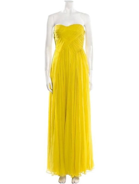 Women Tibi Dress Yellow Silk 36 / S / 44