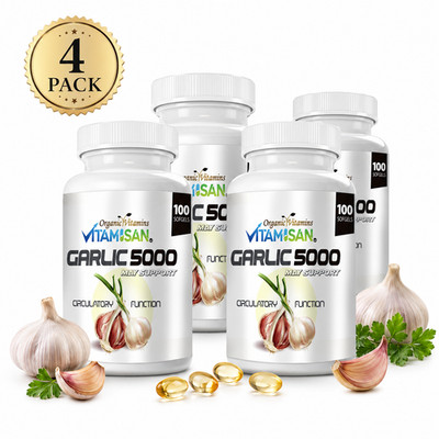 Garlic Oil 5000 4 X 100 Rapid gels Cholesterol Cardio Health Fresh Pills organic