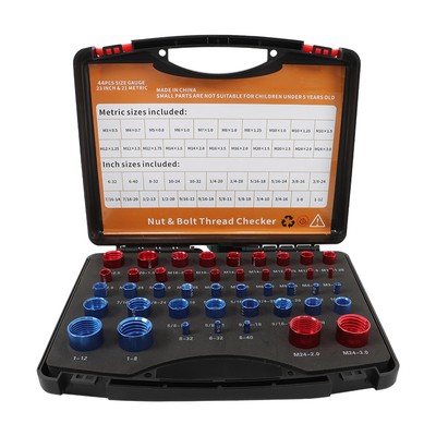 44 Pcs Sets New Nut and Bolt Thread Checker 23 Inch and 21 Metric In Box