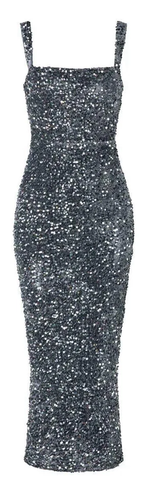 Vestido de noche Miss Ord sin mangas con lentejuelas plateadas para mujer talla 4x nuevo con etiquetas Foto 4 de 4