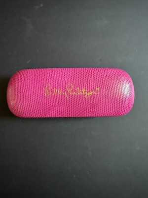 Lilly Pulitzer Eyeglass Sunglass Case Pink Faux Snakeskin Hard Shell  CASE ONLY 