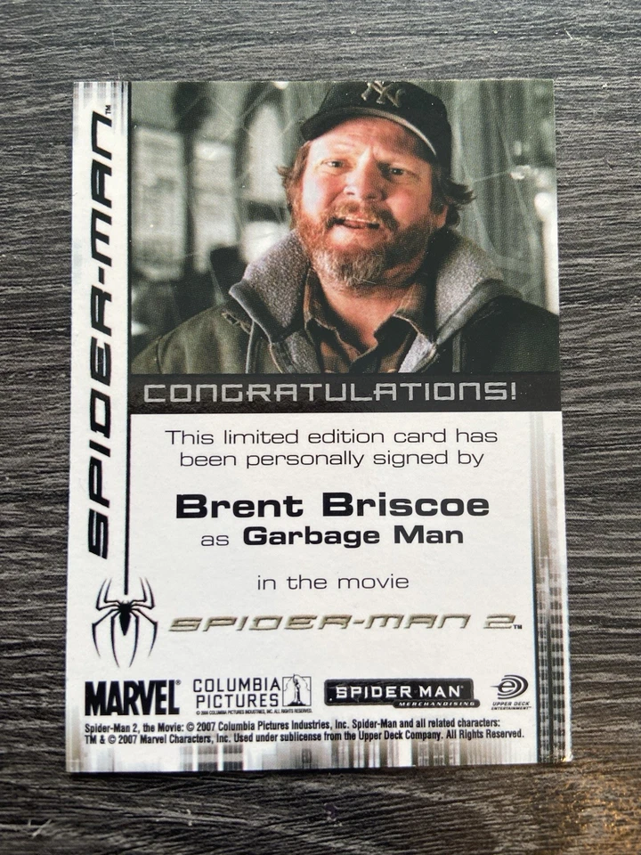 Brent Briscoe Garbage Man 2007 Spiderman Signed Autograph Card Auto - Image 2 of 2