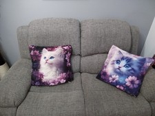 Spring Cat Set Of 2 Cushion Covers