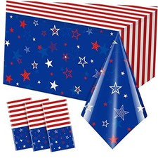 3Pcs Patriotic Tablecloths for 4th of July Decorations,Red White 54x108" 3 Pack