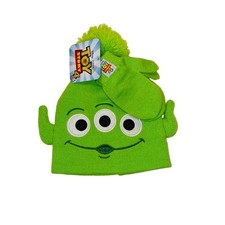 Toy Story 4 Toddler's Knit Winter Hat ALIEN w/ 3D Ears Beanie  Mittens Set NEW