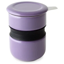 FORLIFE Curve Asian Style Tea Cup with Infuser and Lid, 12-Ounce, Purple