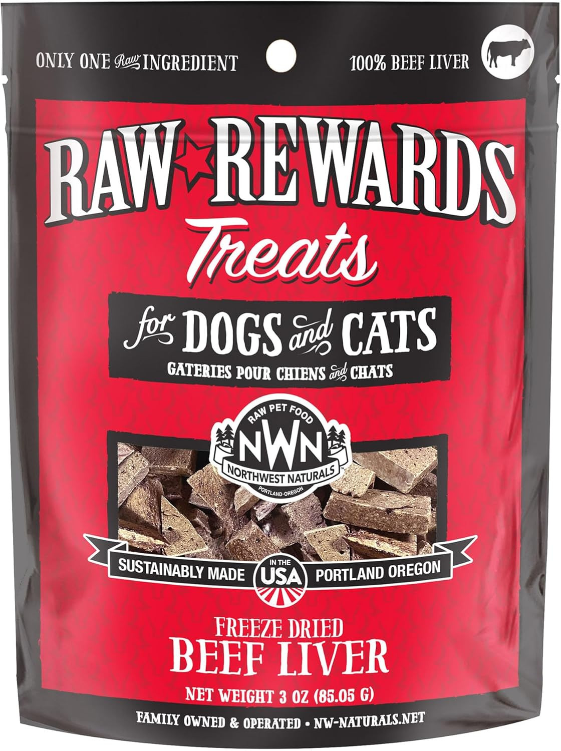 Northwest Naturals Raw Rewards Freeze-Dried Beef Liver Treats for Dogs and Cats 