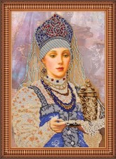 Bead Embroidery Kit on Natural Artist Canvas "Varenka"