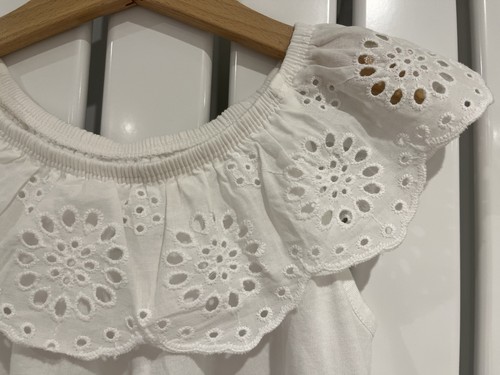 BNWT White Broderie Anglaise Collared Top 7-8 Years - Foto 4 di 4