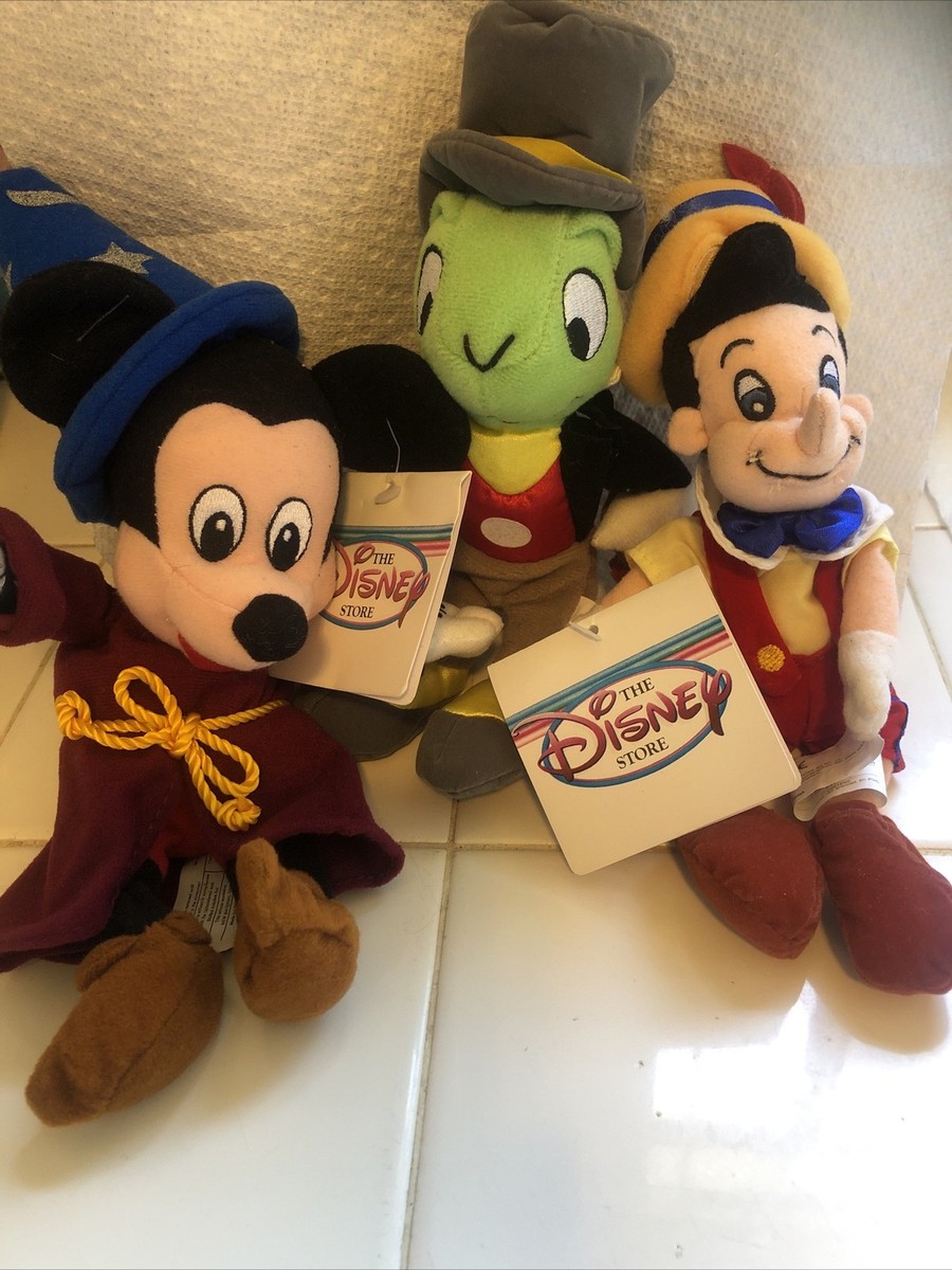 Vintage Disney Store Jiminy Cricket,Mickey , Pinocchio Lot (3