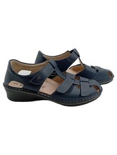 Finn Comfort Sandalen Damen Gr. 42.5 Blau Leder Klettverschluss Komfort