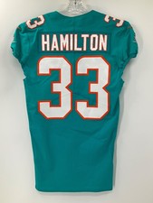 #33 DAESEAN HAMILTON MIAMI DOLPHINS NIKE GAME USED AQUA JERSEY SZ-38 YR-2020