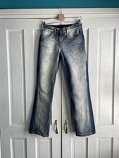 Collusion Y2K Jeans Extreme Bleach Flare Blue Stained Wash Size 10