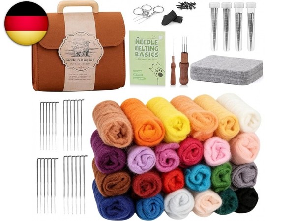 Nadelfilzen Set In 24 Farben, Nadelfilz Set, Nadelfilzset Mit Filznadeln,-image