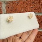 18k Gold Freshwater Pearl Cluster Stud Earrings Natural Pearl Fine Jewellery