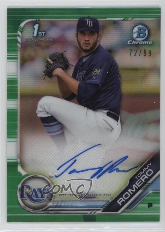 2019 Bowman Chrome Prospect Green Refractor 72/99 Tommy Romero #CPA-TR Auto 1cx3