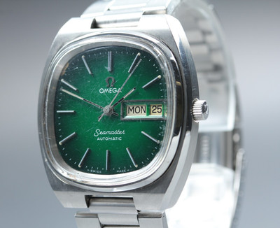 Omega Seamaster 166.0416 Green Dial TV Case Day Date Auto 36mm Men's Watch OH