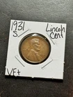 1931 S Lincoln Wheat Cent Penny VF Very Fine Better Date 1c Coin (Raw18901)