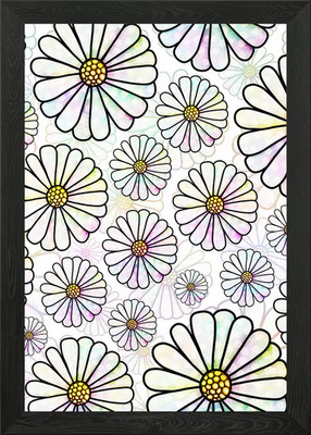 Doodle Daisy Flower 08 gerahmtes Wandbild Poster Leinwanddruck Bild