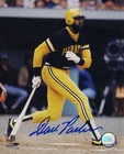 Dave Parker Signed Pirates Black Jersey Batting Action 8x10 Photo (SCHWARTZ COA)
